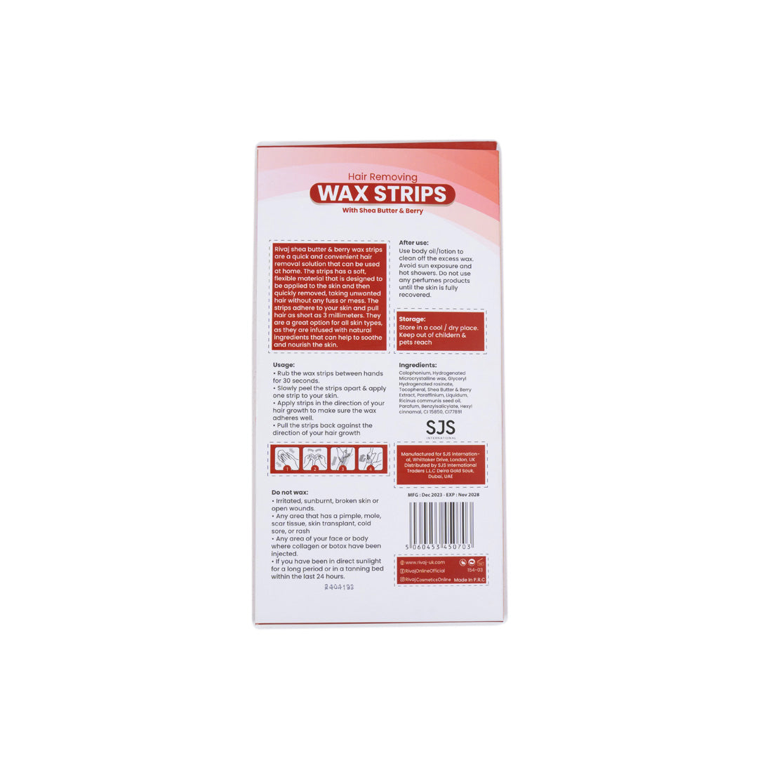 Rivaj Shea Butter & Berry Hair Removing Wax Strips