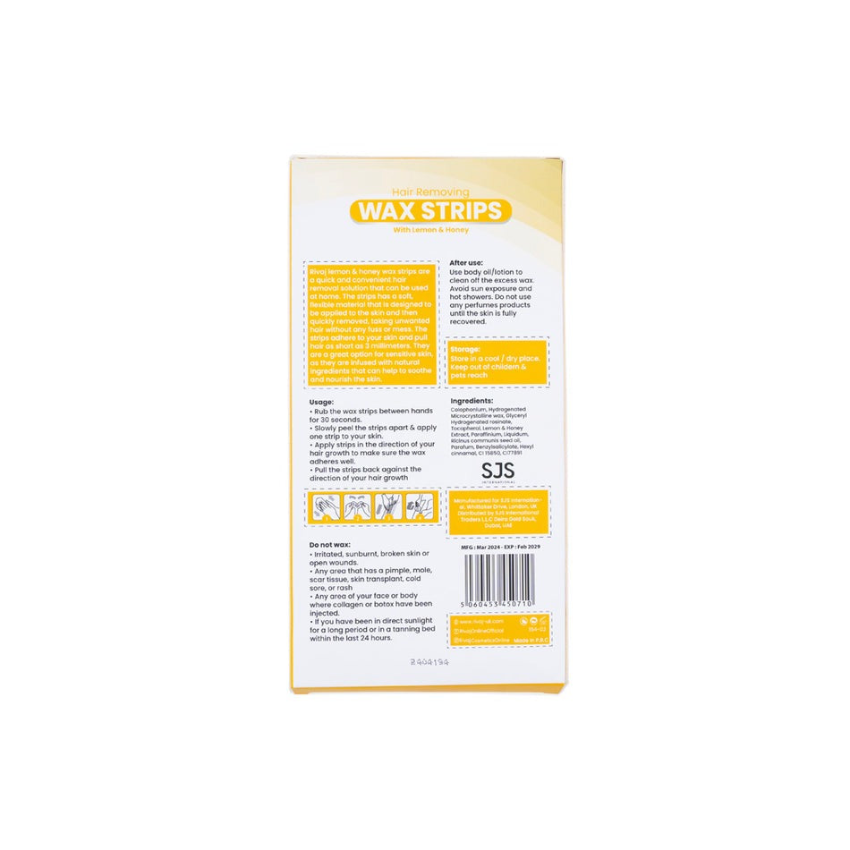 Rivaj Lemon & Honey Hair Removing Body Wax Strips