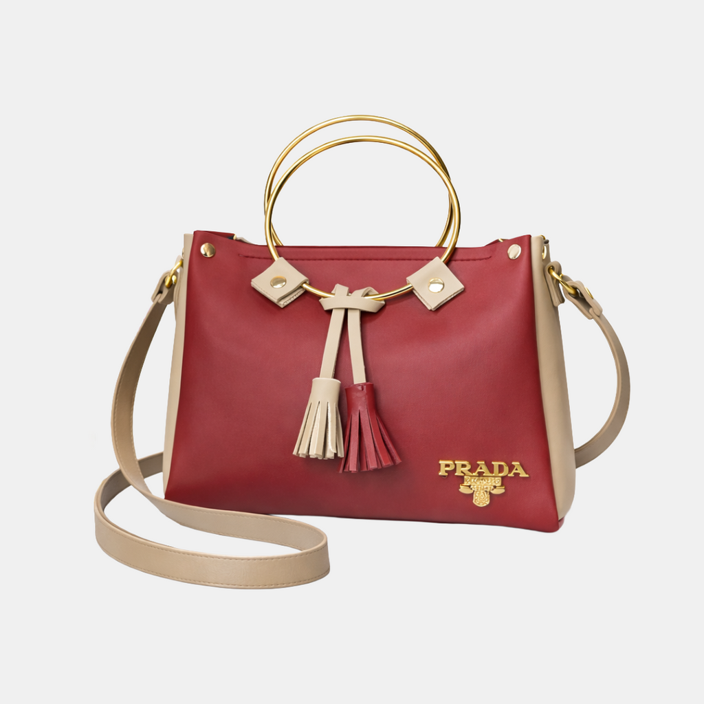 Round Handle – Maroon+Beige